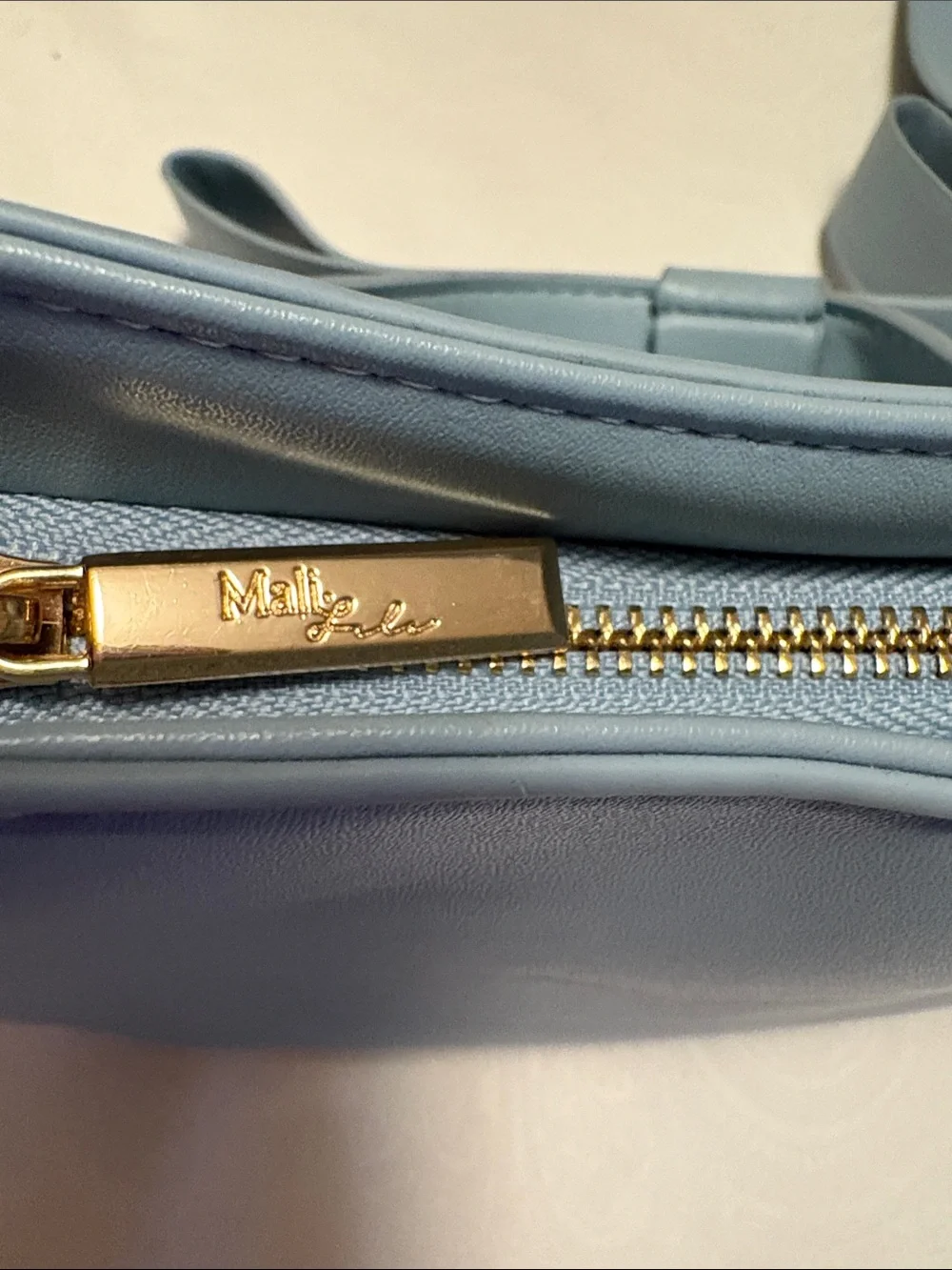 Sleek Dusty Blue Shoulder Bag with Bow Strap
